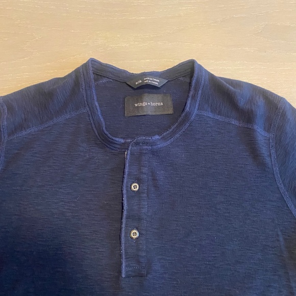WINGS & HORNS navy henley, size M - Picture 5 of 9